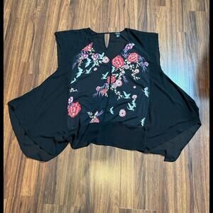 Torrid Size 3 Black Floral Sheer Sleeveless Top